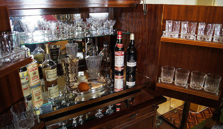 classic small liquor cabinet